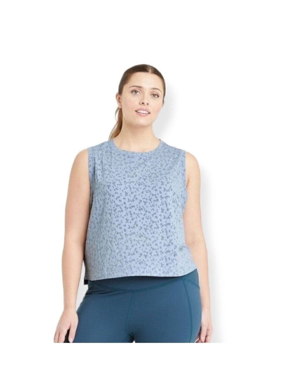 All In Motion Light Blue Cropped Boxy Tank 3X